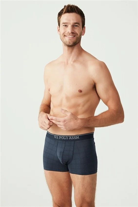 يو اس بولو اسن BASE. Polo Assn. Men's Navy Blue - Gray Melange - Indigo 3-Piece Boxer
