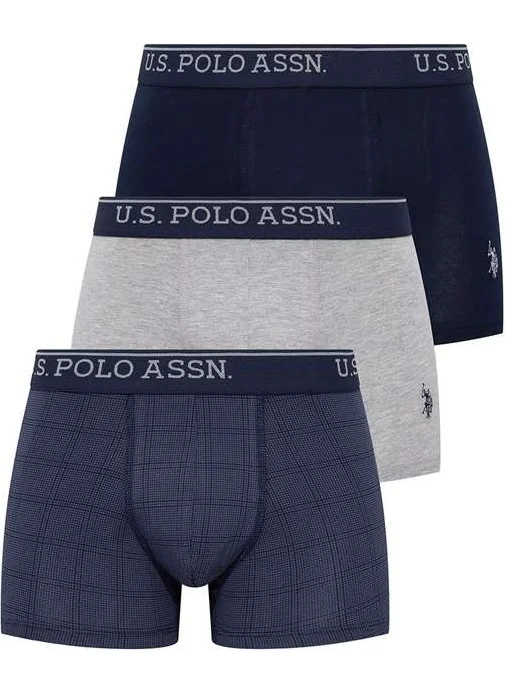 يو اس بولو اسن Men's Navy - Grey Melange - Indigo 3-Pack Boxer