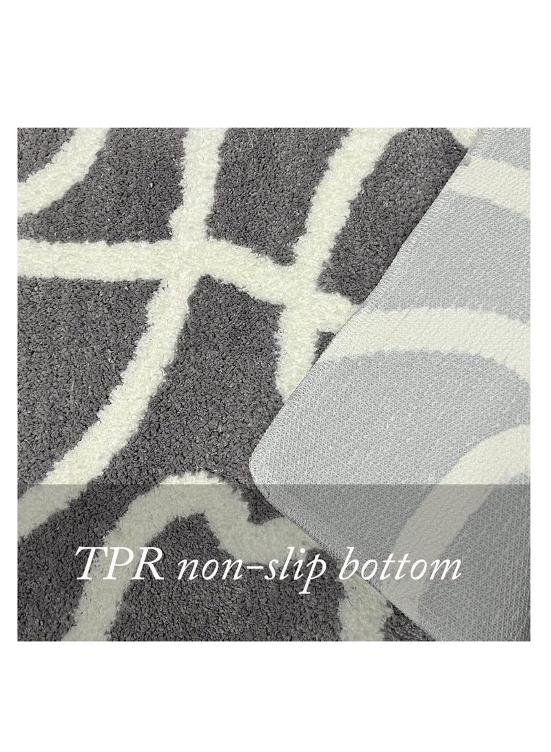 TYCOM Bathroom Rugs Bath Mat 40 By 60 CM Non Slip Fluffy Soft Plush Microfiber Shower Carpet Rug Machine Washable Quick Dry Ultra Bath Mats for Tub Bathroom and Shower Line Grey.  - Image 4