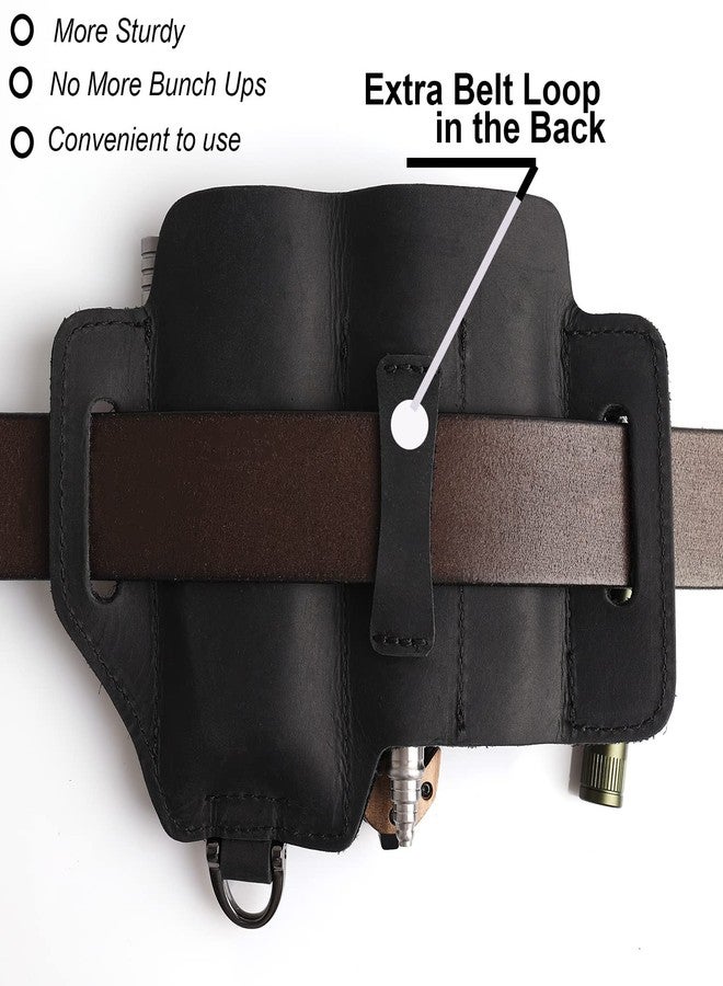 Topstache Leather Multitool Sheath,EDC Belt Organizer for Work and Daily Use,Leatherman Sheath,EDC Pocket Organizer for Flashlight and Multitool,Gifts for Men ,Leather Sheath for Multitool - Image 3