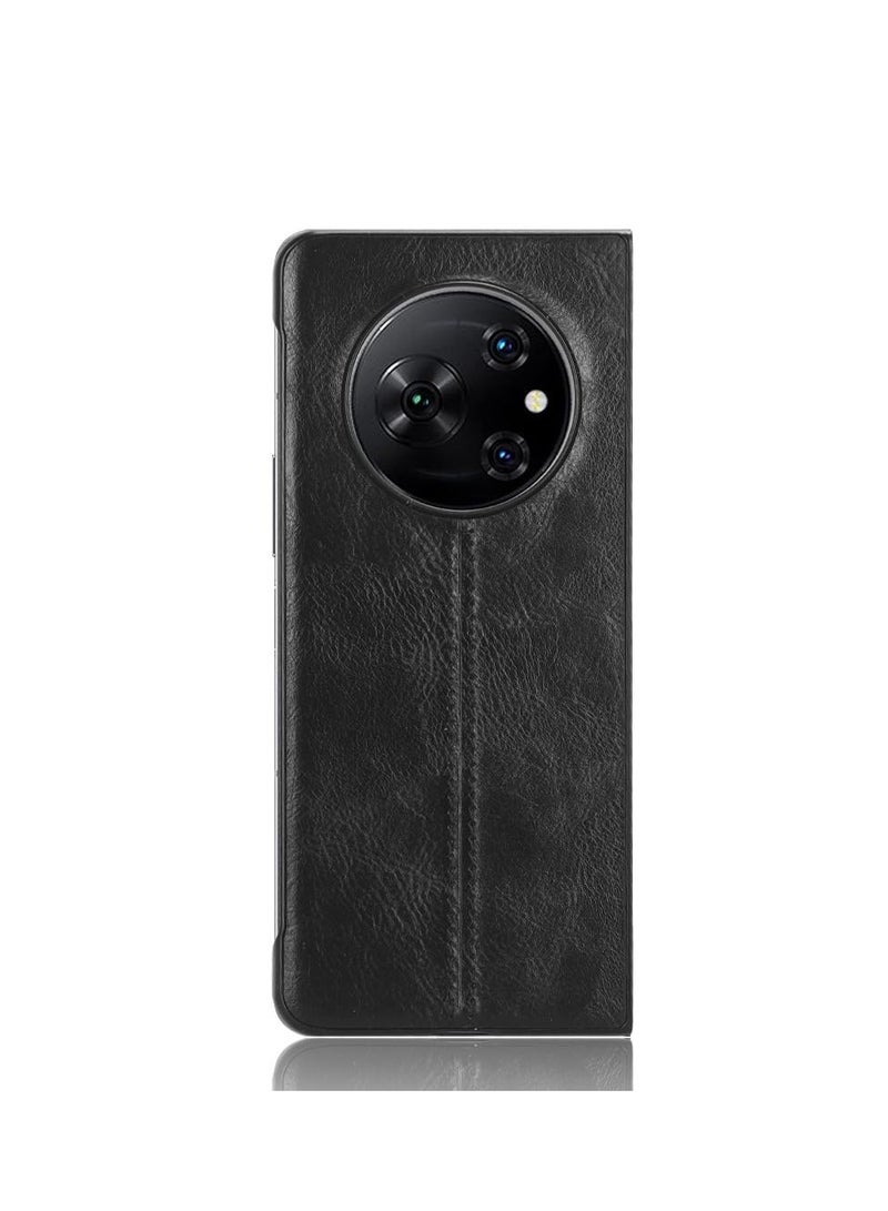 Excefore Compatible with Tecno Phantom V Fold Case Cover, Retro PU Leather Ultra Slim Shockproof Case for Tecno Phantom V Fold 5G (Black) - Image 4