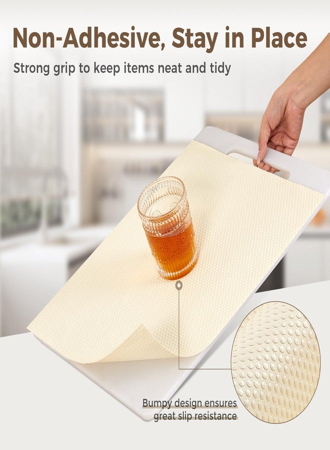 ALIUNI Shelf Liner for Kitchen Cabinets, 12" x 240" Drawer Liners Non-Adhesive, Thick Strong Grip Waterproof Washable Mats, Protect Dresser Refrigerator Cupboard, Cream - Image 2