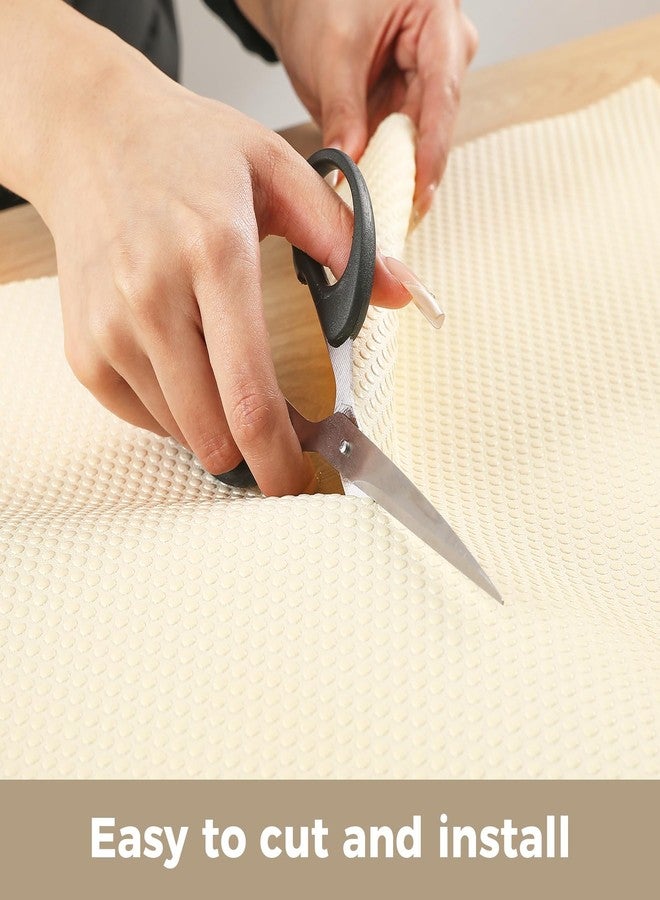 ALIUNI Shelf Liner for Kitchen Cabinets, 12" x 240" Drawer Liners Non-Adhesive, Thick Strong Grip Waterproof Washable Mats, Protect Dresser Refrigerator Cupboard, Cream - Image 4