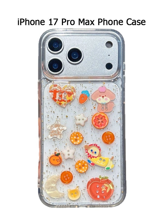 Wffo Compatible for iPhone 17 Pro Max Case - 3D Button Puppy Phone Case - Cartoon Fruit Design Phone Case - Sweet Autumn Theme Phone Case - Anti-Slip Shockproof Case - Image 1