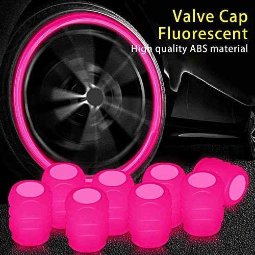 AUGEN 4 Pieces Luminous Auto Dust Tyre Valve Caps Fluorescent Pink Valve Caps Tyre Decoration Car Motorcycle Bicycle Wheel Hub Glowing Valve Covers (Pack of 4) - Image 3