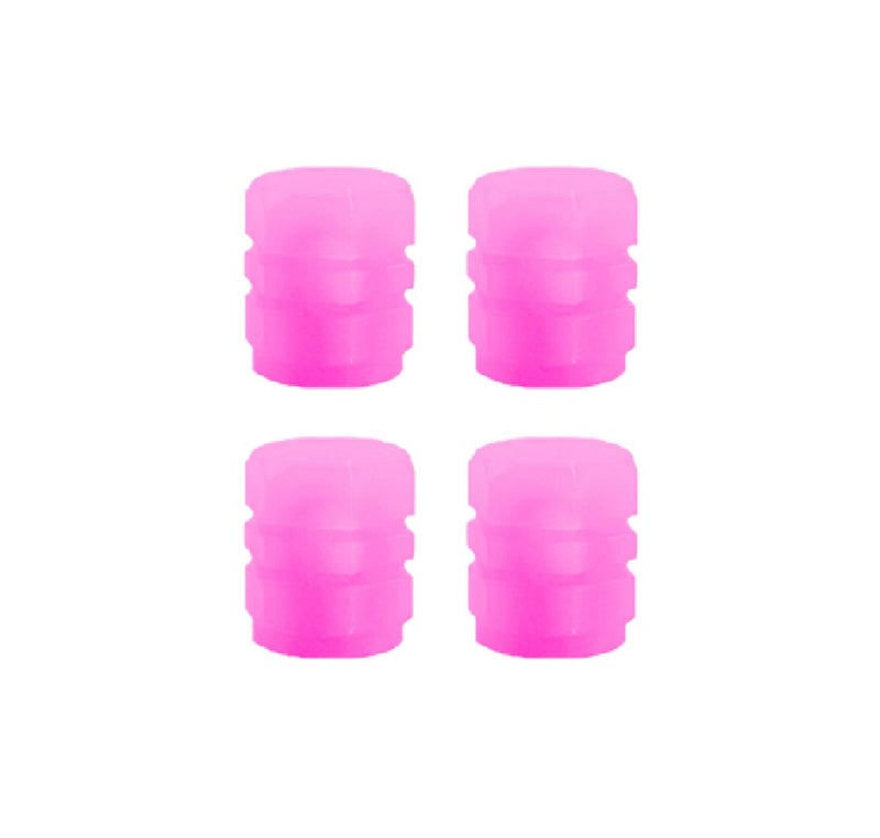 AUGEN 4 Pieces Luminous Auto Dust Tyre Valve Caps Fluorescent Pink Valve Caps Tyre Decoration Car Motorcycle Bicycle Wheel Hub Glowing Valve Covers (Pack of 4) - Image 1