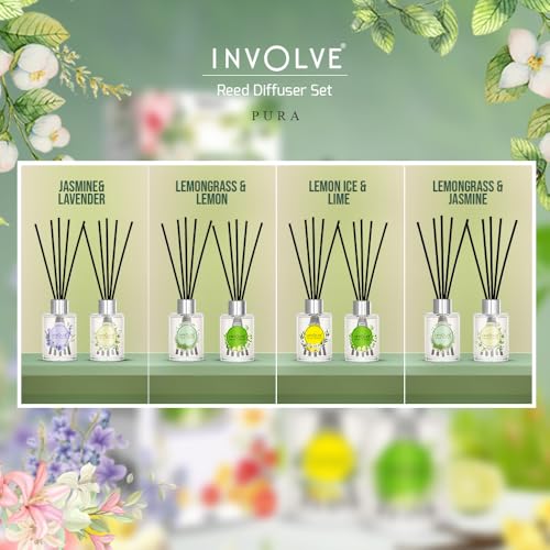 Involve your senses Involve Pura Reed Diffuser Set- Vanilla & Blossom - 120 ml | Oil Diffuser with Free 10 Reed Sticks | Room Freshener for Home, Bedroom | Gifts Set (Pack of 2) - Image 5