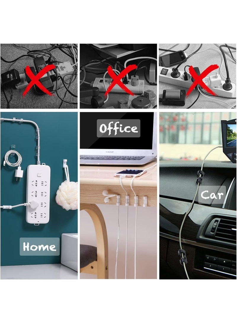 Cord Clips, 100Pcs Premium Self-Adhesive Wire Clips, Strong Multifunctional Cord Holder Wire Organizer, Sticky Cable Clamp for Home Office Car TV PC Laptop Desktop Management (Transparent) - Image 3
