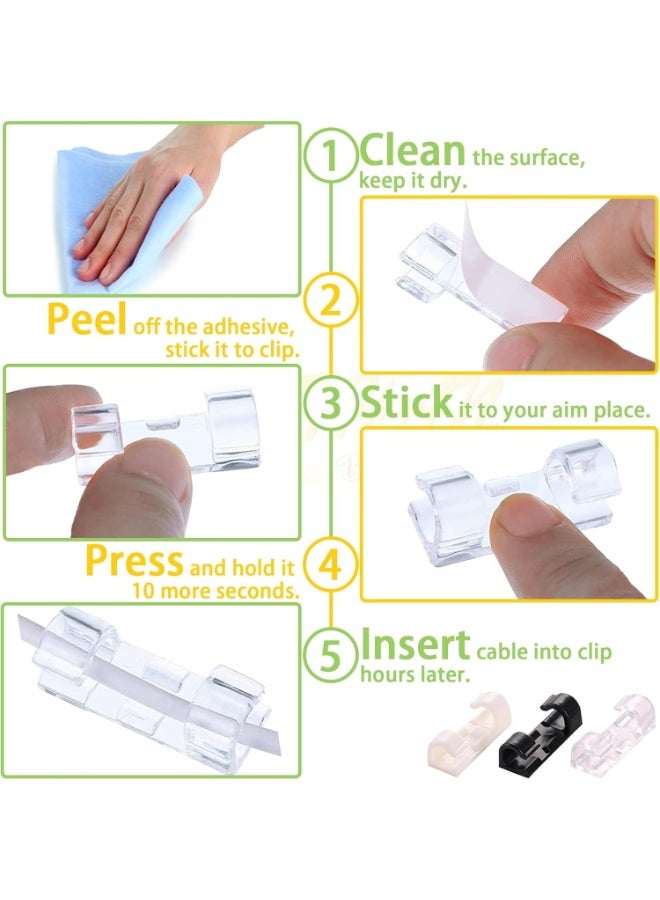 Cord Clips, 100Pcs Premium Self-Adhesive Wire Clips, Strong Multifunctional Cord Holder Wire Organizer, Sticky Cable Clamp for Home Office Car TV PC Laptop Desktop Management (Transparent) - Image 4