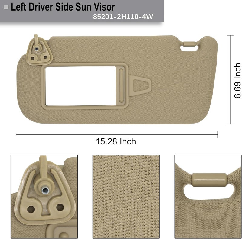 NHILES Left Driver Side Sun Visor for Hyundai Elantra - Image 4