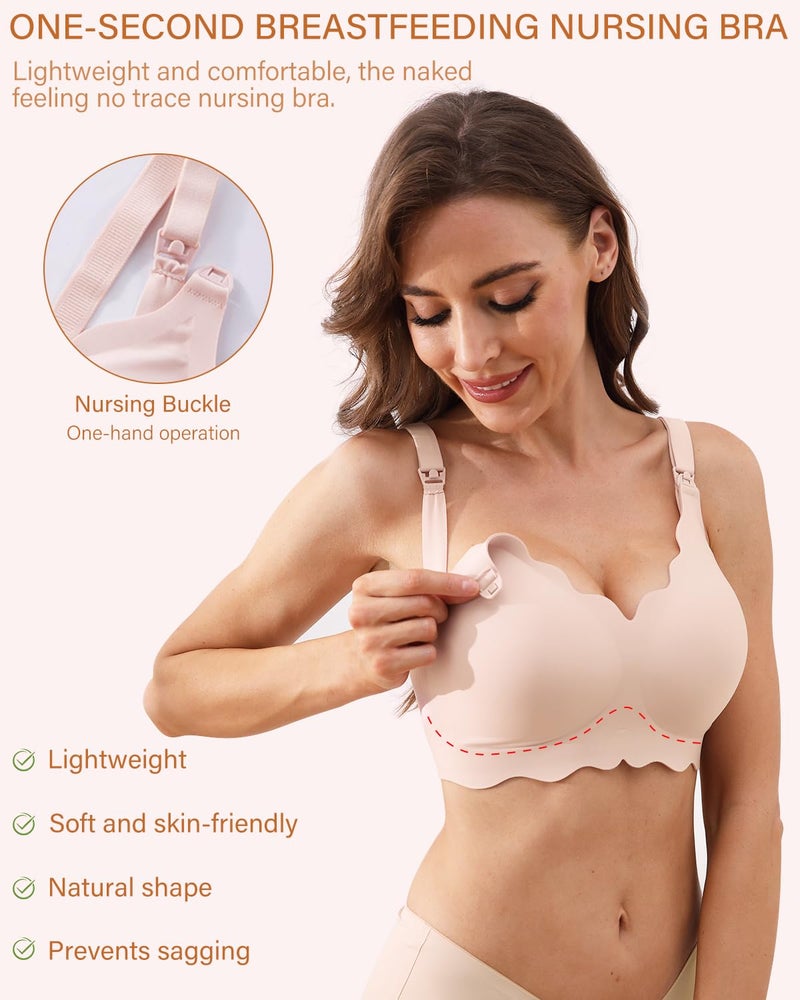 UHdod Supportive Nursing Bras for Breastfeeding with Extender, 3 Packs Seamless Wireless Maternity Bra for Pregnancy, Breastfeeding Bras for Women, Maternity Pregnancy Bras for Women L - Image 2