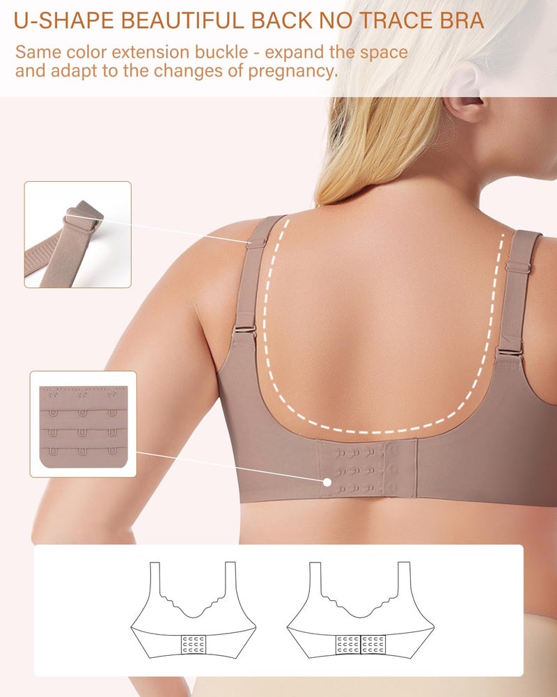 UHdod Supportive Nursing Bras for Breastfeeding with Extender, 3 Packs Seamless Wireless Maternity Bra for Pregnancy, Breastfeeding Bras for Women, Maternity Pregnancy Bras for Women L - Image 5
