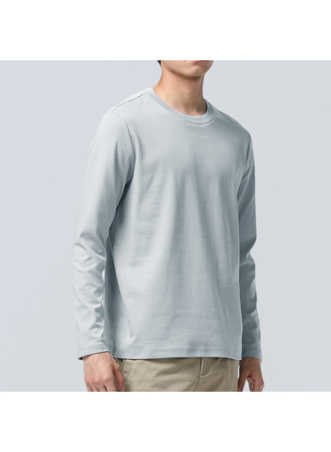 Autumn And Winter New Men's Round Neck Liquid Ammonia Long-sleeved T-shirt, Comfortable And Versatile Pure Color Bottoming Shirt, Trendyy Slim Top - Image 1