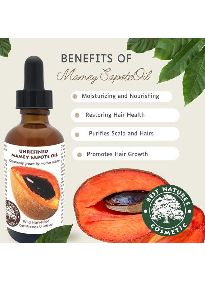 Best Nature's Cosmetics - Mamey Sapote Oil Organic - revitalize dry skin and hair with deep moisture and frizz control. For curly, wavy hairs. 2 fl oz / 60ml - Image 1