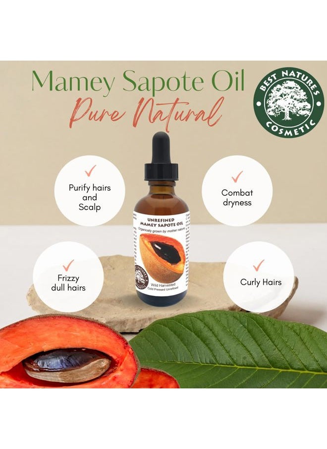 Best Nature's Cosmetics - Mamey Sapote Oil Organic - revitalize dry skin and hair with deep moisture and frizz control. For curly, wavy hairs. 2 fl oz / 60ml - Image 1