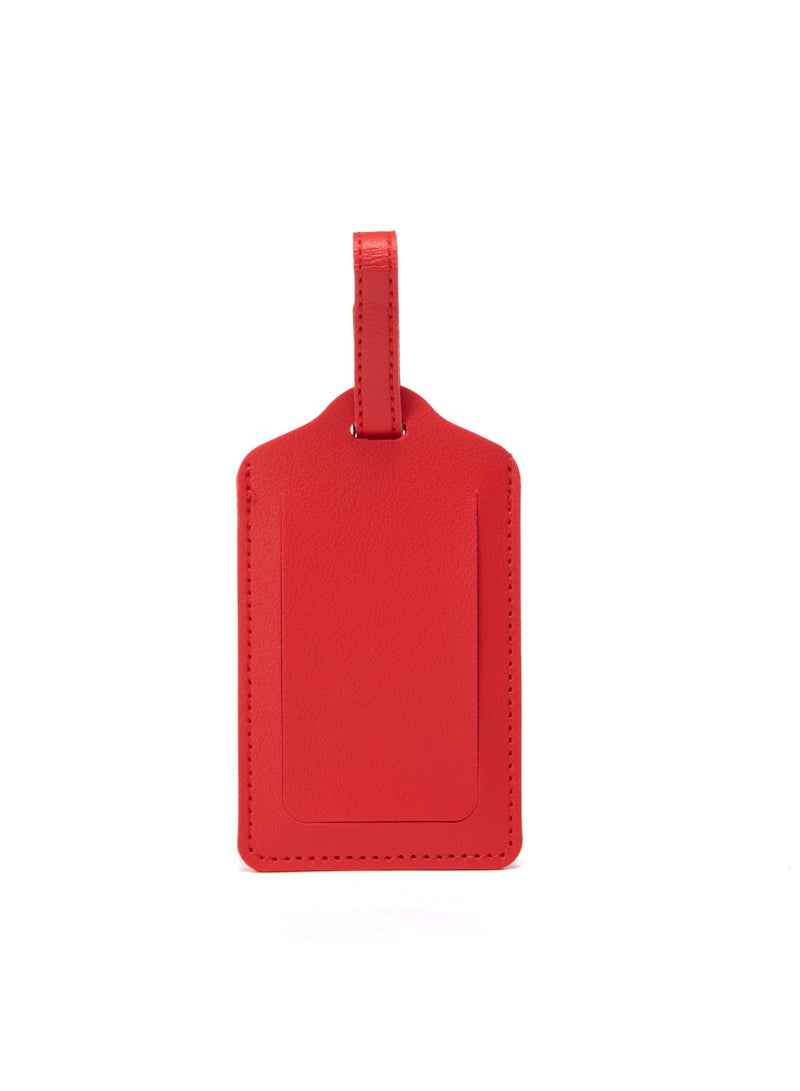 TOM CRUISER PU Luggage Tag, Travel ID Tag with Privacy Flap, Address Card, Reinforced Stitching & Secure Buckle Attachment Strap, Red - Image 5
