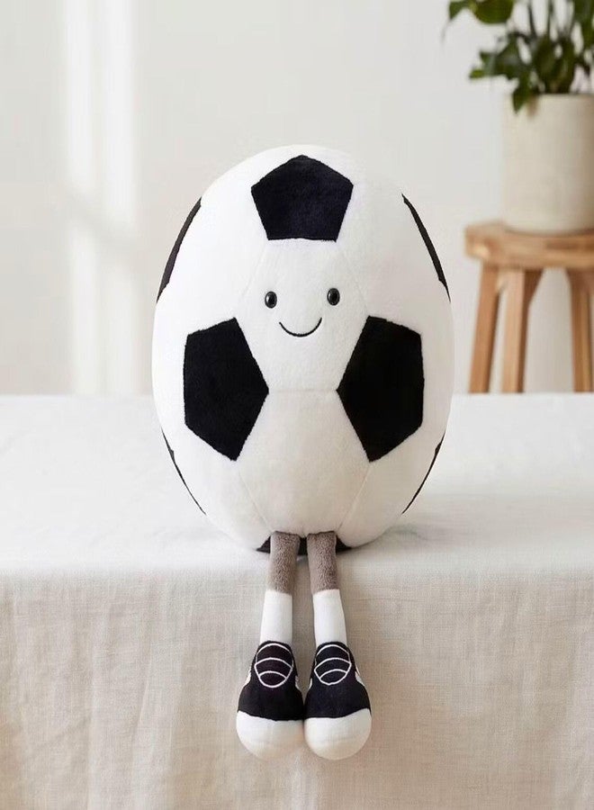 Tickles Cute Smiling Football with Legs Soft Stuffed Plush Sports Toy for Kids Boys & Girls Birthday Gifts (Size: 30 cm Color: White & Black) - Image 1