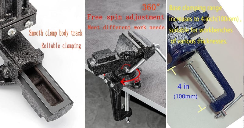 MYTEC Bench Vise or Table Vise, multifunctional jaw, multi-functional Combined Vise with Quick Adjustment, Universal Rotate 360° Work Clamp-On Vise, 3.3" blue - Image 4