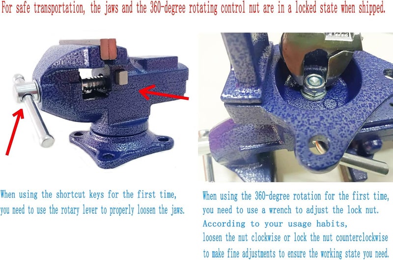 MYTEC Bench Vise or Table Vise, multifunctional jaw, multi-functional Combined Vise with Quick Adjustment, Universal Rotate 360° Work Clamp-On Vise, 3.3" blue - Image 5