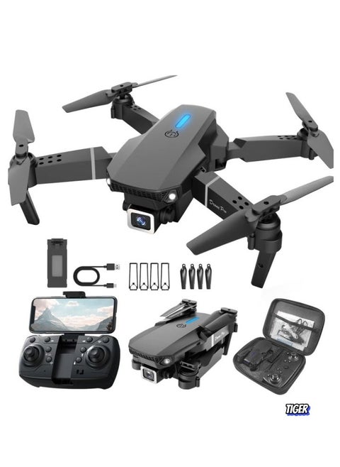 E88 4K HD Drone with Single Camera – Foldable Aerial Aircraft for Beginners, 2.4GHz Real-Time Transmission, 360° Roll, Long Battery Life, Headless Mode, Trajectory Flight & One-Key Return