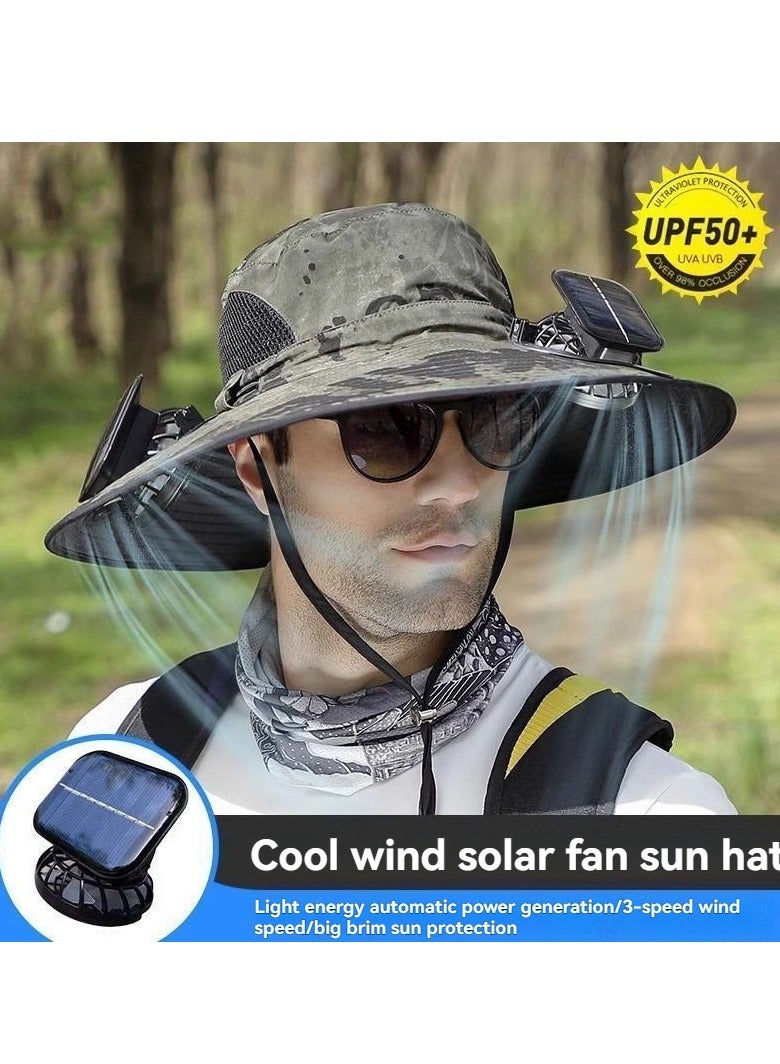 M MIAOYAN Father’s Day Gift | Men’s Solar Fan Sun Hat – UV Protection Fishing & Hiking Outdoor Cap  - Image 1