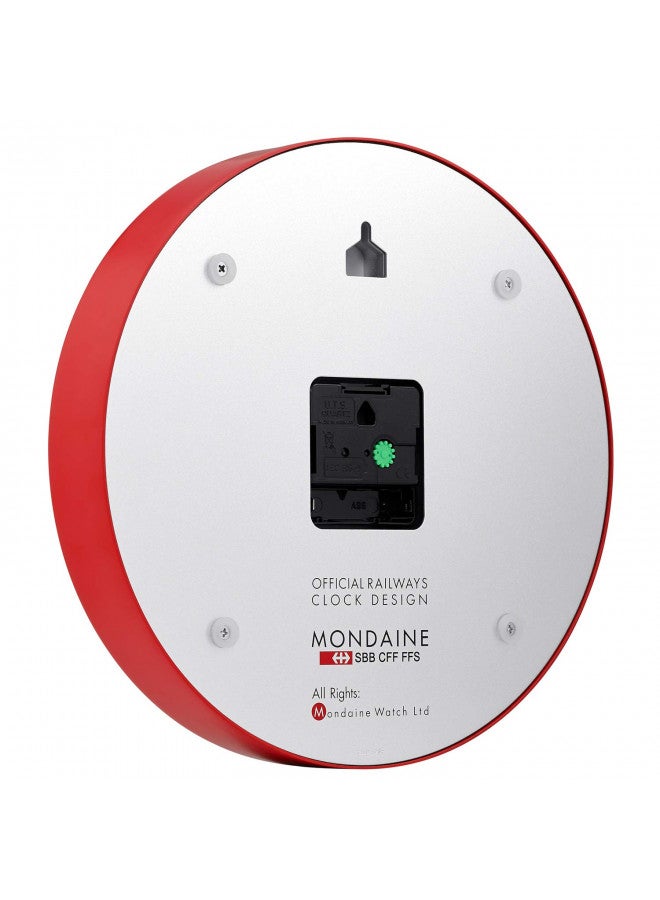 MONDAINE Mondaine Wall Clock A990.Clock.11SBC 25cm - Official Swiss Railways Clock Red Second Hand Red Aluminium Casing Dust Resistant  - Image 2