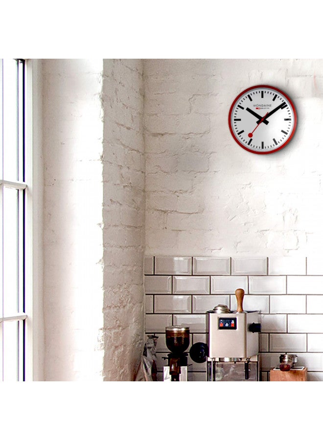 MONDAINE Mondaine Wall Clock A990.Clock.11SBC 25cm - Official Swiss Railways Clock Red Second Hand Red Aluminium Casing Dust Resistant  - Image 5