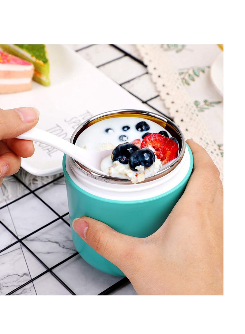 SYOSI حاوية غداء معزولة برطمان طعام ساخن، حافظة حرارية مصنوعة من الفولاذ المقاوم للصدأ قابلة للعزل تسرب، صندوق بينتو قابل للتكديس للمدرسة والمكتب والنزهات والسفر في الهواء الطلق (430مل أخضر) - Image 4