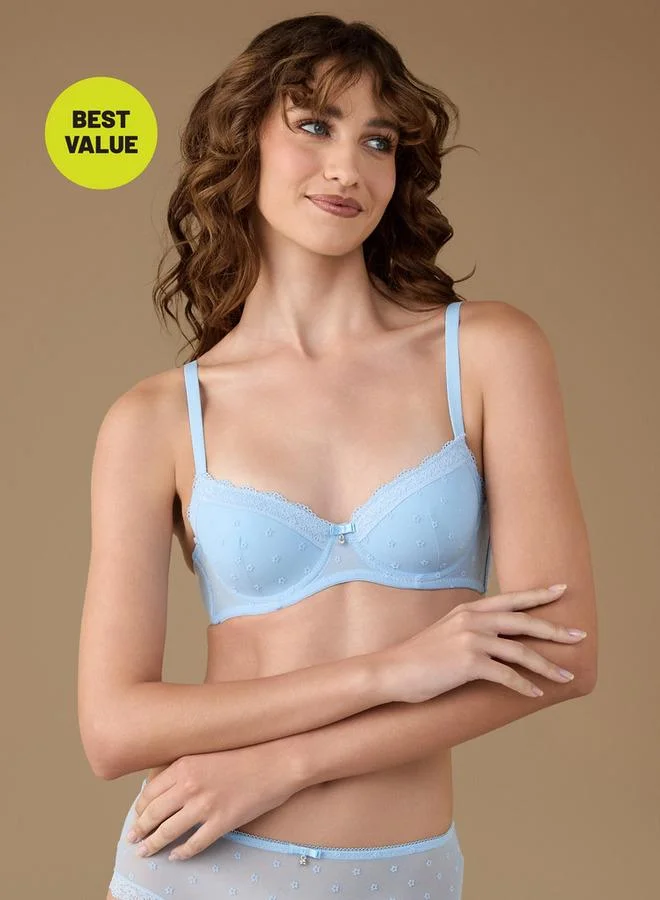 سبلاش فيڤ صدرية نصفية بنقش زهري مع أشرطة قابلة للتعديل وتفاصيل فيونكة