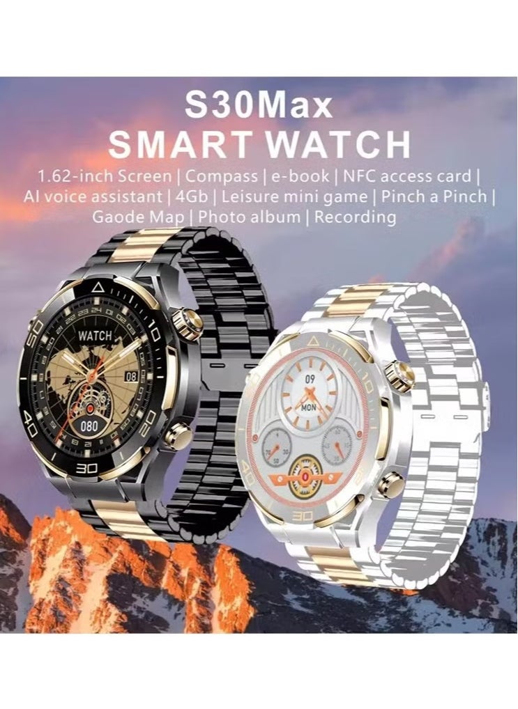 S30 Max Men's Smart Watch with Wireless Charger | 1.62 Inch Display, 4GB ROM, NFC, Bluetooth Call, Voice Memo, Photo Album, Compass | Fitness Tracker & Multi-Functional Smartwatch