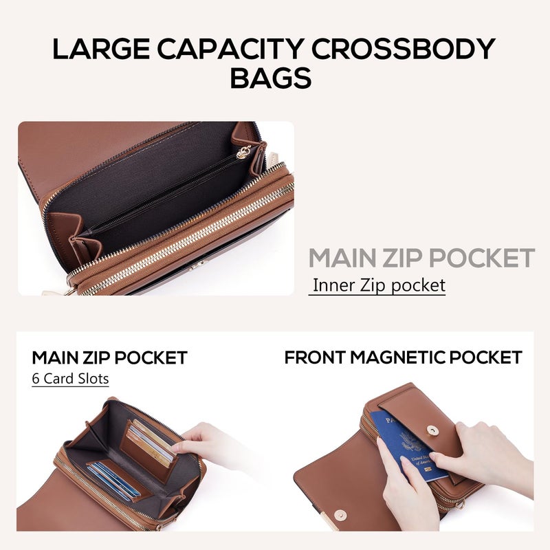 Roulens Small Crossbody Bag for Women,Cell Phone Purse Women's Shoulder Handbags Wallet Purse with Credit Card Slots - Image 2
