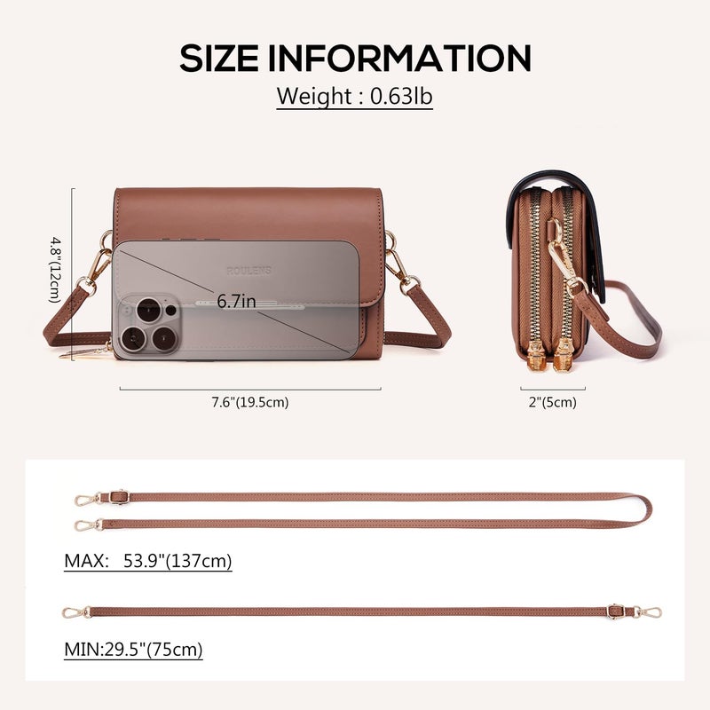 Roulens Small Crossbody Bag for Women,Cell Phone Purse Women's Shoulder Handbags Wallet Purse with Credit Card Slots - Image 4