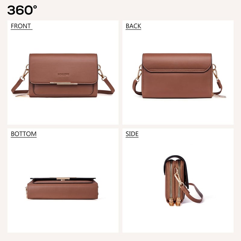 Roulens Small Crossbody Bag for Women,Cell Phone Purse Women's Shoulder Handbags Wallet Purse with Credit Card Slots - Image 3