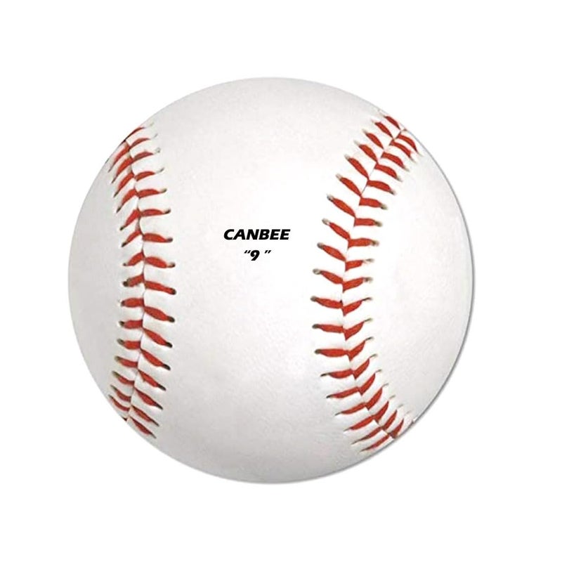 Canbee MBL PVC Baseball Ball Official Size 9 inches, White, Youth, Baseball, 1 or 2 Pieces Red Stiching and Black Stiching (White-Red-1) - Image 1