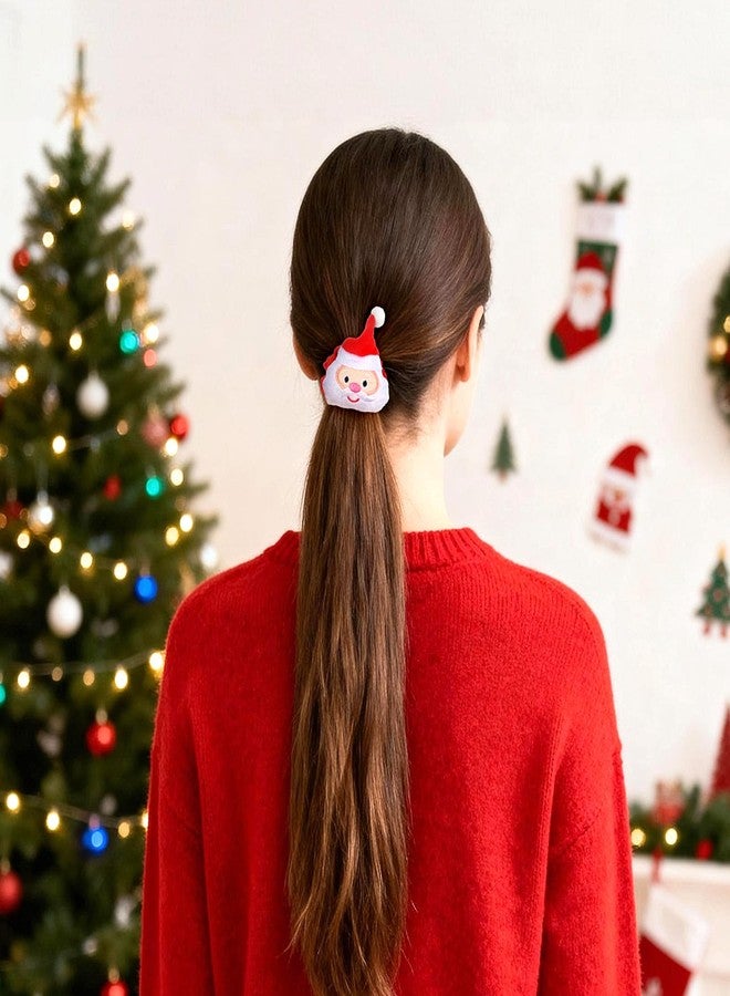 Doneace Christmas Hair Scrunchies Christmas Hair Ties Elastic with Christmas Tree Santa Claus Elk Soft Elastic Hair Bands Red Green Brown Xmas Ponytail Holders for Women Girls Christmas Hair Accessories 3PCS - Image 5