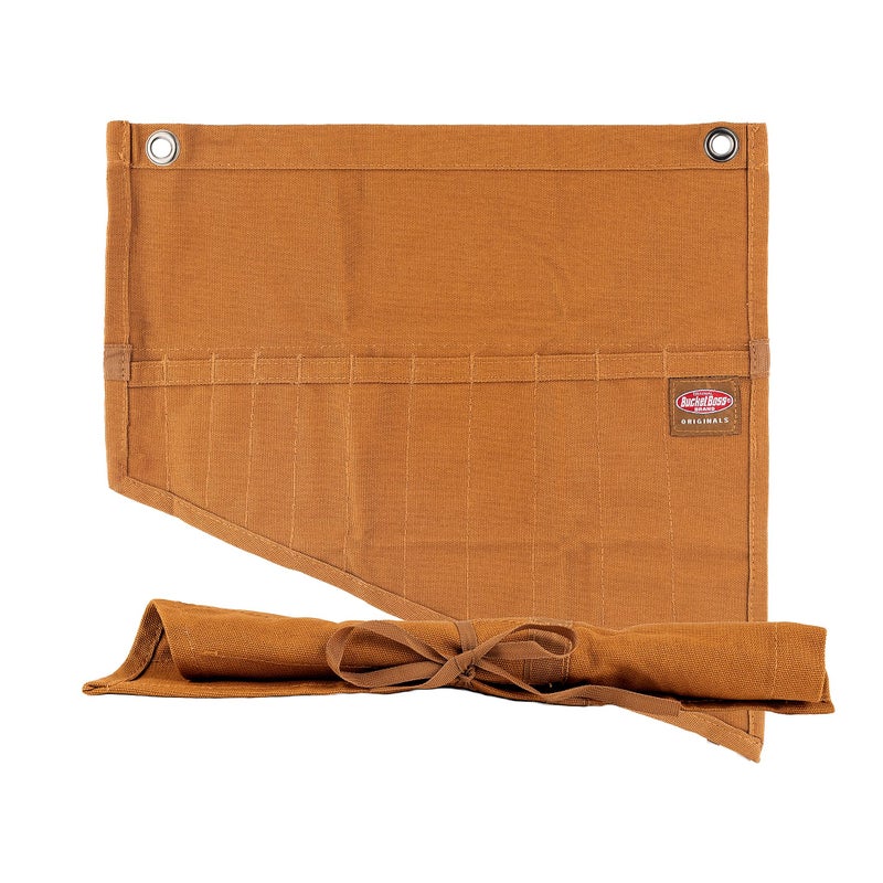 BucketBoss 70003 Tool and Wrench Set Roll with 11 Pockets in Brown