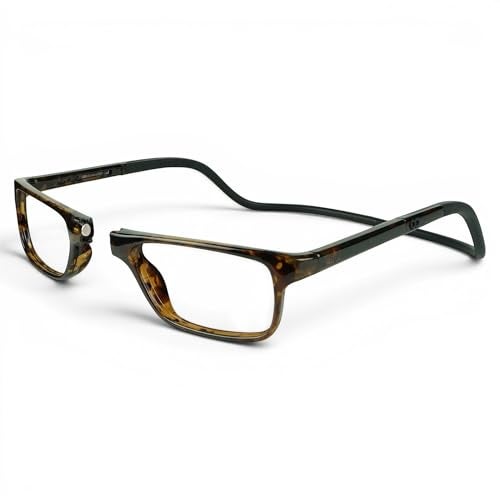 Clic Magnetic Reading Glasses Adjustable Neck Hanging Readers Secure Fit with Soft Headband Nashi SXL Tortoise 150 - Image 1