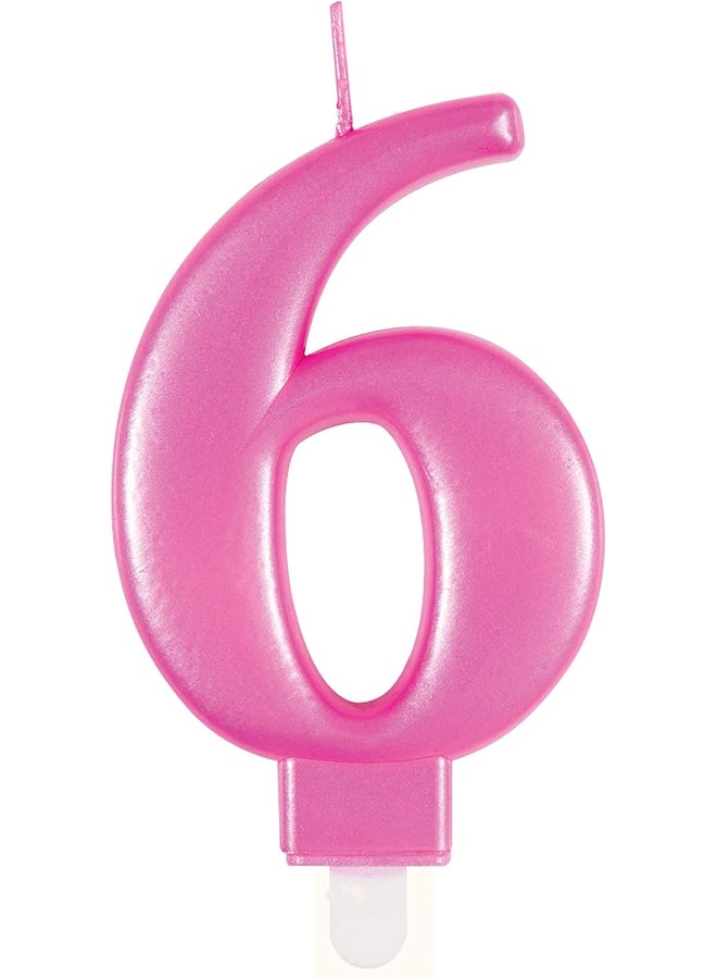 Unique Met Pink Number 6 Birthday Candle