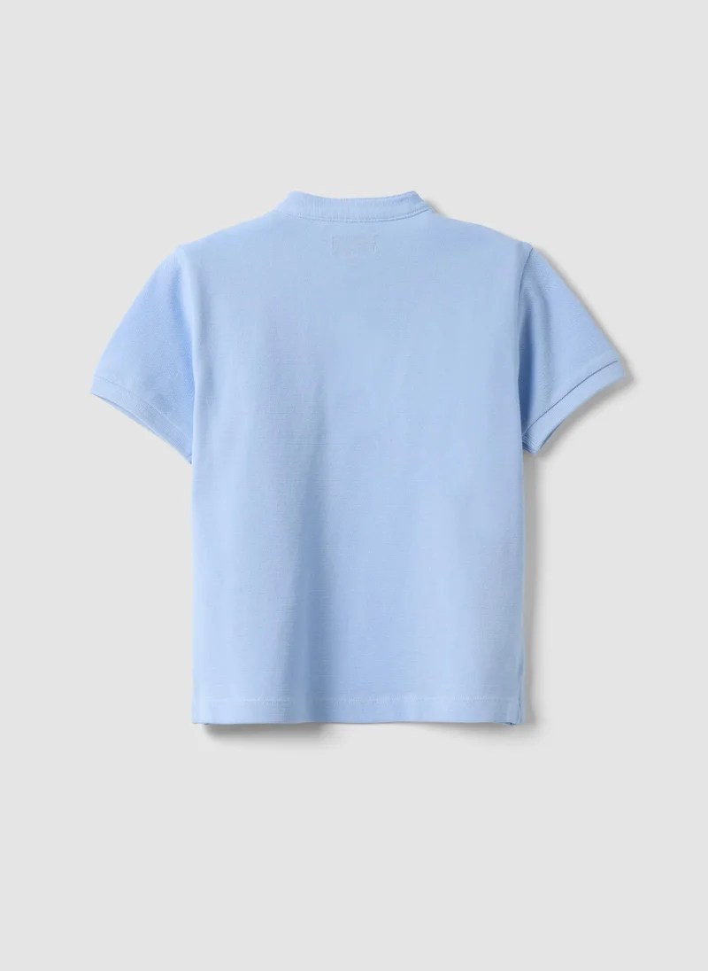 او في اس OVS Regular Fit Blue Cotton Polo Shirt For Children