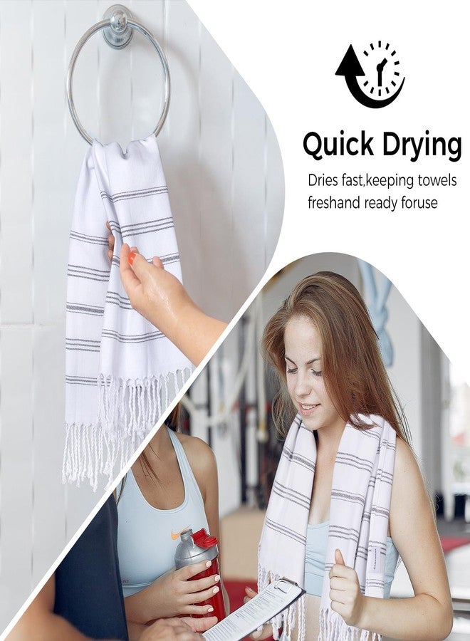 cabanana Turkish Hand Towels for Bathroom - Set of 2 Cotton Woven Bathroom Hand Towels with Fringe, Quick Dry Thin Decorative Kitchen Tea Towels (White) - Image 2