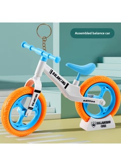 Self-assembled Toy Mini Bicycle Boutique Key Chain Balance Car Ornaments Small Gift Stall-Color:White Large Assembled Balance Bike Ornament With Keychain