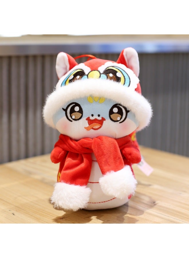 Cartoon Year Gift Zodiac Event Mascot Doll Snake Doll Plush Toy Year Snake-Specifications:20cm +snake Year Gift Bag-Color:Red Scarf - Image 1