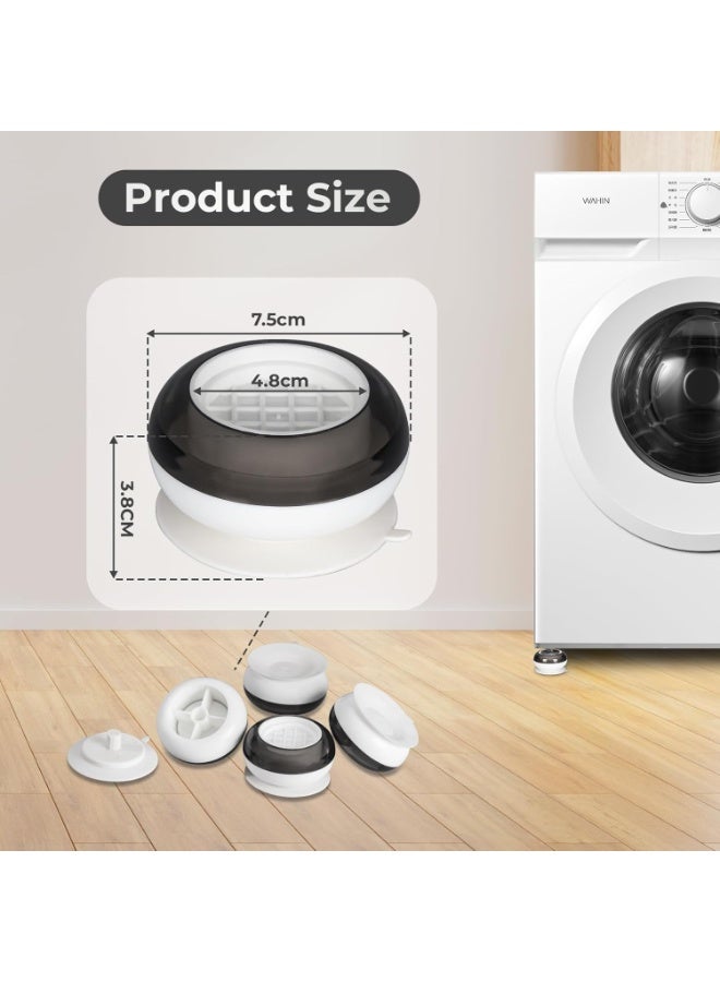 كيلا وسادات أقدام الغسالة، 4 قطع عالمية مضادة للاهتزاز، قاعدة امتصاص الصدمات، حامل دعم للمجفف، غسالة الأطباق (أبيض)، مقاس واحد - Image 3