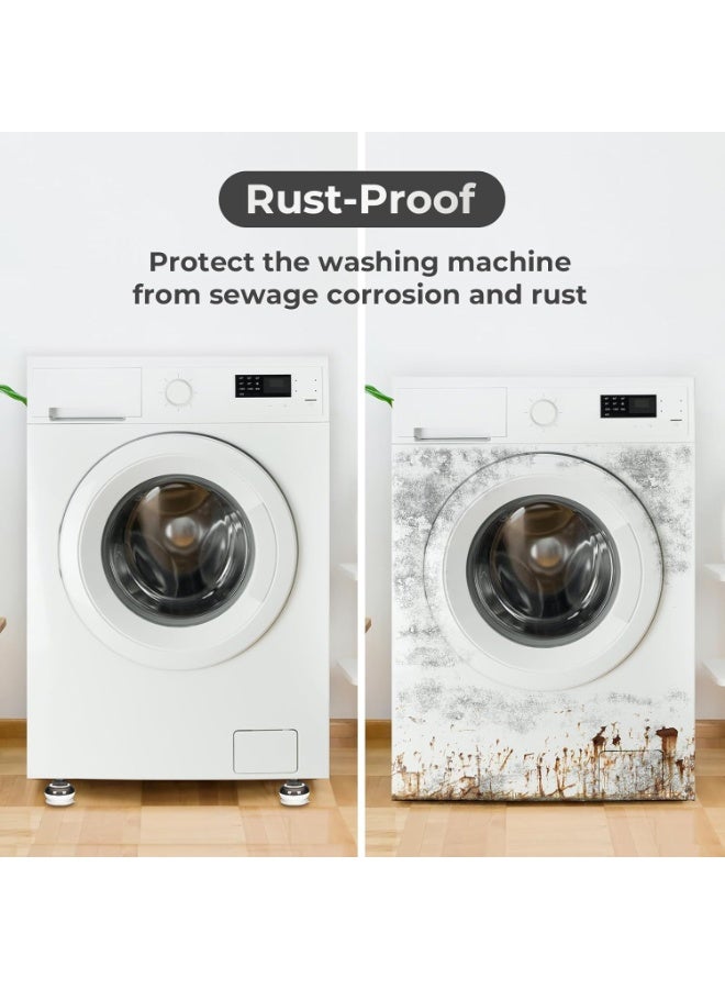 كيلا وسادات أقدام الغسالة، 4 قطع عالمية مضادة للاهتزاز، قاعدة امتصاص الصدمات، حامل دعم للمجفف، غسالة الأطباق (أبيض)، مقاس واحد - Image 5