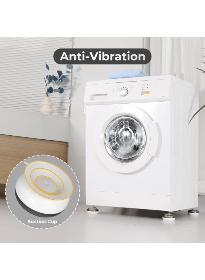 كيلا وسادات أقدام الغسالة، 4 قطع عالمية مضادة للاهتزاز، قاعدة امتصاص الصدمات، حامل دعم للمجفف، غسالة الأطباق (أبيض)، مقاس واحد - Image 4