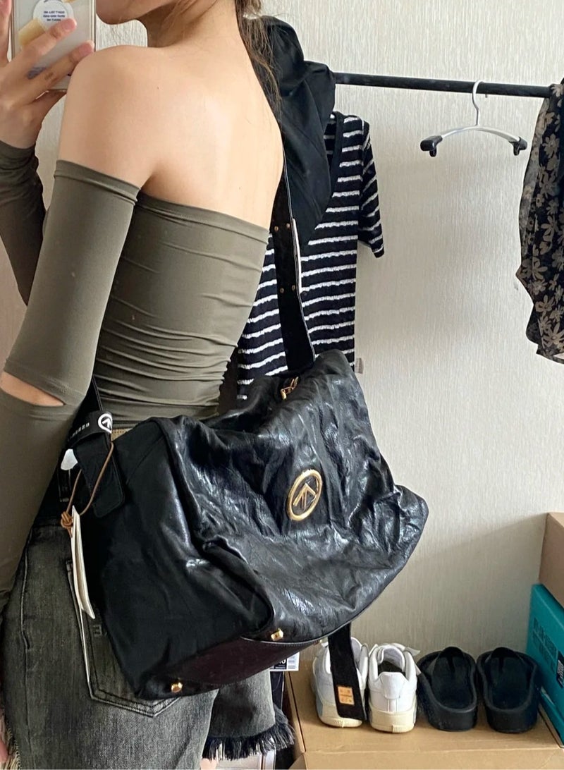 GT GROTTO Black Stone Large Capacity Shoulder Crossbody Bag Unisex - Image 5