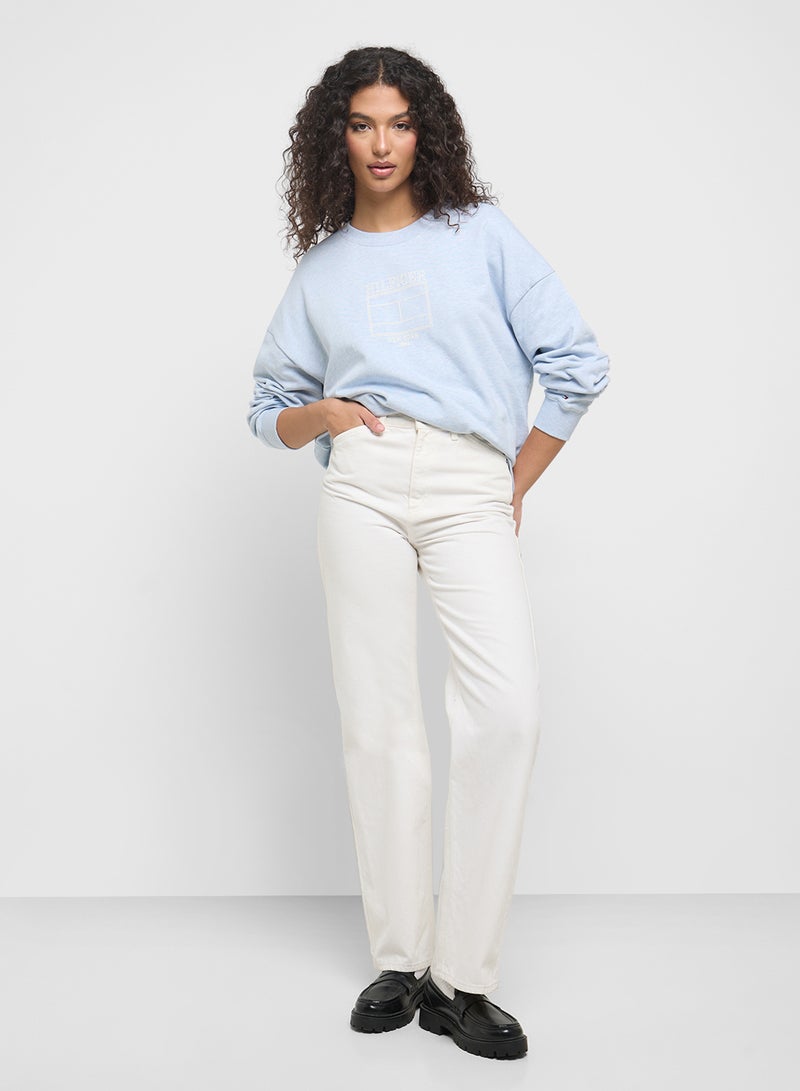 تومي هيلفيغر سويت شيرت بشعار ورقبة دائرية - Image 4