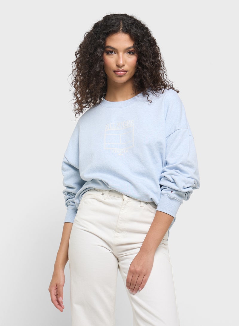 تومي هيلفيغر سويت شيرت بشعار ورقبة دائرية - Image 1