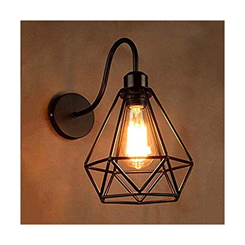 GreyWings Geometric Black Metal Wall Light – Modern Industrial Decorative Sconce, Living Room, Bedroom, Cafe, E27 Holder (Bulb not Included) Small Pack of 1 - Image 1