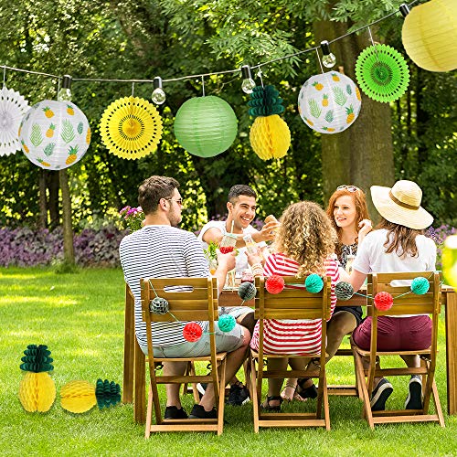 zilue Pineapple Party Decorations Hanging Paper Lanterns Pineapple Honeycomb Tissue Paper Fans for Hawaiian Tropical Birthday Luau Party Decorations Summer Decor (Yellow) - Image 5